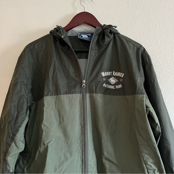 Polar Sportswear Mount Rainer National Park Green Rain Jacket Size Small - Picture 2 of 10